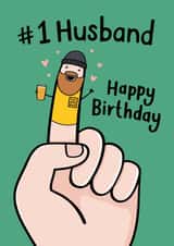 No1 Husband Birthday Card - Funny - Finger Drawing created by Fliss Muir
