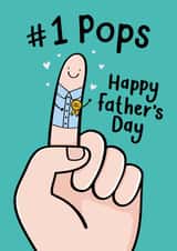 No1 Pops Father's Day Card - Funny - Finger Drawing created by Fliss Muir