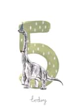 Cute Birthday Card - 5th - Dinosaur created by Halle-lula P