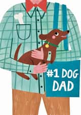 Cute Father's Day Card - From The Dog - Sausage Dog - Number 1 Dog Dad created by Alice Mole Illustration