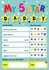 Cute Fathers Day Card - Rewards Chart For Daddy - Five Stars! created by Mad Philomena