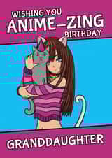 Cute Birthday Card - Anime Girl Pun - For Granddaughter created by @Cupsie's Creations