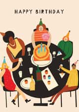 Cute Birthday Card - Dinner Party - For Her created by AbiGoLucky