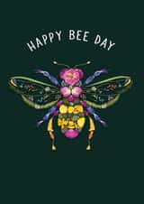 Happy Bee Day - cute, pretty floral birthday card for friend, gran, mum created by Leanne Munro