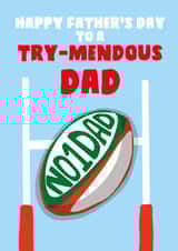 Funny Father's Day Card - Rugby Pun - Try-mendous created by I Made A Card