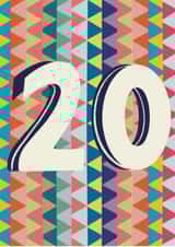 Fun Birthday Card - Modern Geometric Pattern - 20th created by Isabel Canvas