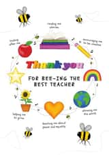 Teacher Thank you Card for the Best Teacher created by badgerbee design
