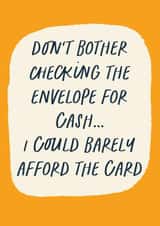 Funny Birthday Card - No Cash In This Card created by Sweetlove Press