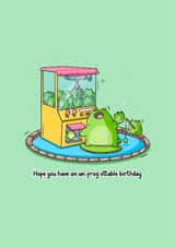 Funny Cute Frog Birthday Card – Unfroggettable Celebration created by Toastedink