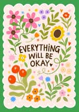 Pretty Thinking Of You Card - Supportive - Everything Will Be Okay created by Leaf Lane Studio