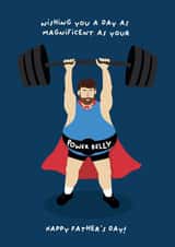 Funny Fathers Day Card - Power Belly - Worlds Strongest Man created by PaperJam Print Co.