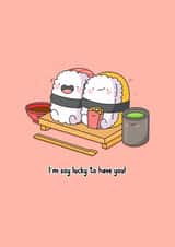 Cute Funny Sushi Pun Card – I’m Soy Lucky to Have You created by Toastedink