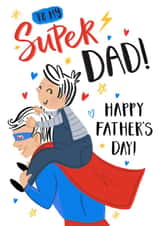 Cute Father's Day Card - Super Hero - Piggy Back Ride created by Dalia Clark Design