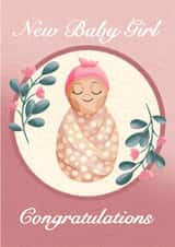 Cute New Baby Girl Card For New Parents - Congratulations created by Things By Bam