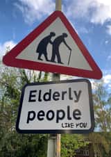 Funny birthday card for “Elderly People”…..like you! A classic road warning sign created by The Insult Emporium