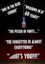 Funny 60th birthday card in wrestling style announcement created by The Insult Emporium