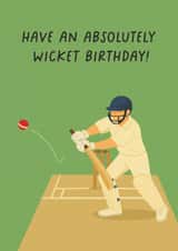 Funny Cricket Birthday Card – Wicket Pun for Cricket Fans created by Helen Richmond