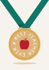 Cute Thank You Card - Medal - For Teacher created by Puns and Needles