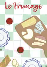 Cheese lover card - French cheese board birthday card - Cheese and wine for him created by Print A Goodie