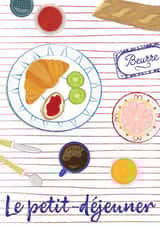 French inspired breakfast card - Foodie birthday card for him - for her created by Print A Goodie