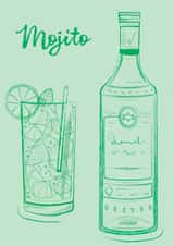 Mojito card for cocktail lover - Alcohol birthday card for him - Rum card created by Print A Goodie