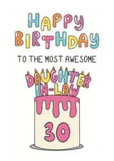 Cute 30th Birthday Card - For Daughter-In-Law - Cake created by Schnauzer Scribbles