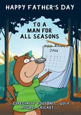 Funny Father's Day Card - A Sport Mad Dad - Man Of All Seasons created by Liverpool Card Studio