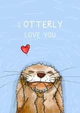 Cute Anniversary Card - Otter Pun - I Otterly Love You created by Otterly Madness