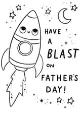 Colouring in Father’s Day Card - From Kids - Space - Have A Blast - DIY created by Sophie Kent Illustration
