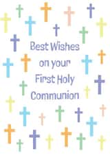 Classic Communion Card - Colourful Crosses - First Holy Communion created by size3art