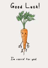 Cute Good Luck Card For Friends - carrot - rootin for you created by Esmé Hutchins