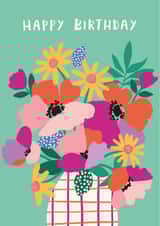 Pretty Happy Birthday Card - for Her - Colourful Flowers created by Nina Raby - Jones