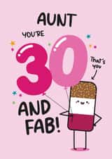 Cute Birthday Card - Aunt - 30th created by Twisted Haggis