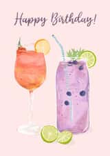 Cocktail birthday card - Happy Birthday! created by Phoebe Hope Designs