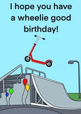 Funny birthday card for skatepark friend created by Esmé Hutchins