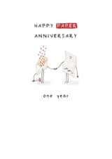 Cute First Wedding Anniversary Card - Paper Milestone - One Year - 1st created by Larry the Match