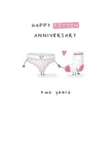 Cute Second Wedding Anniversary Card - Cotton Milestone - Two Years - 2nd created by Larry the Match