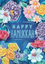 Pretty Hanukkah Card – Bright Bouquet of Flowers and Star of David created by Sharon Steel
