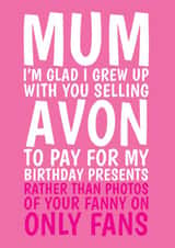 Funny Birthday Card - For Mum - Only Fans vs Avon created by @Cupsie's Creations