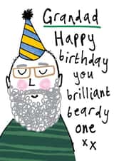 Cute Birthday Card - For Grandad - Brilliant Beard - Beardy One created by Bow & Bell