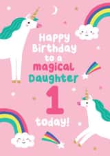 Cute Unicorn Birthday Card - 1 Today - For Daughter created by Pixie Studio