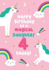 Cute Unicorn Birthday Card - For Daughter - 4 Today created by Pixie Studio