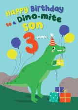 Cute Dinosaur Birthday Card - Son - Dinomite Son - 3 Today! created by Pixie Studio