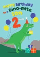 Cute Dinosaur Birthday Card - Son - Dinomite Son - 2 Today! created by Pixie Studio