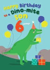 Cute Dinosaur Birthday Card - Son - Dinomite Son - 6 Today! created by Pixie Studio