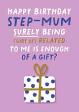 Funny Birthday Card - Step Mum - Sort of Related - Gift created by Pixie Studio