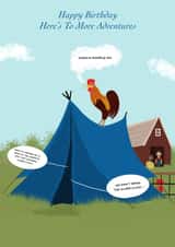 Funny camping birthday card created by Sarah Barker Illustrations