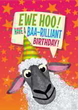Punny Sheep Birthday Card - Ewe Hoo! - Have a Baa-rilliant Birthday created by Atwood & Atwood