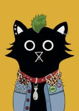 Cute Birthday Card - Punk Cat created by Baldy And The Fidget