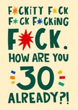 Funny 30th Birthday Card - Fuckity Fuck - Typography created by Lucy Maggie Designs